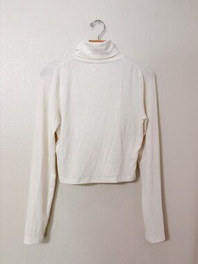 Madewell White Long Sleeve Cropped Turtleneck